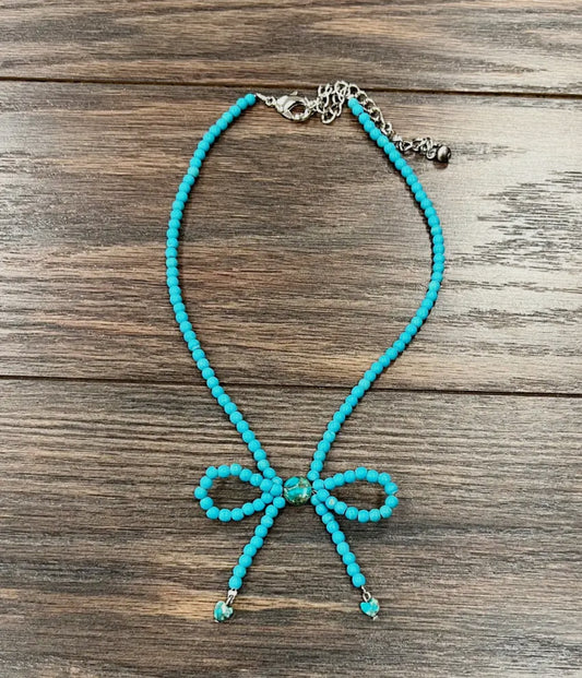Handmade Bow Necklace (turquoise)