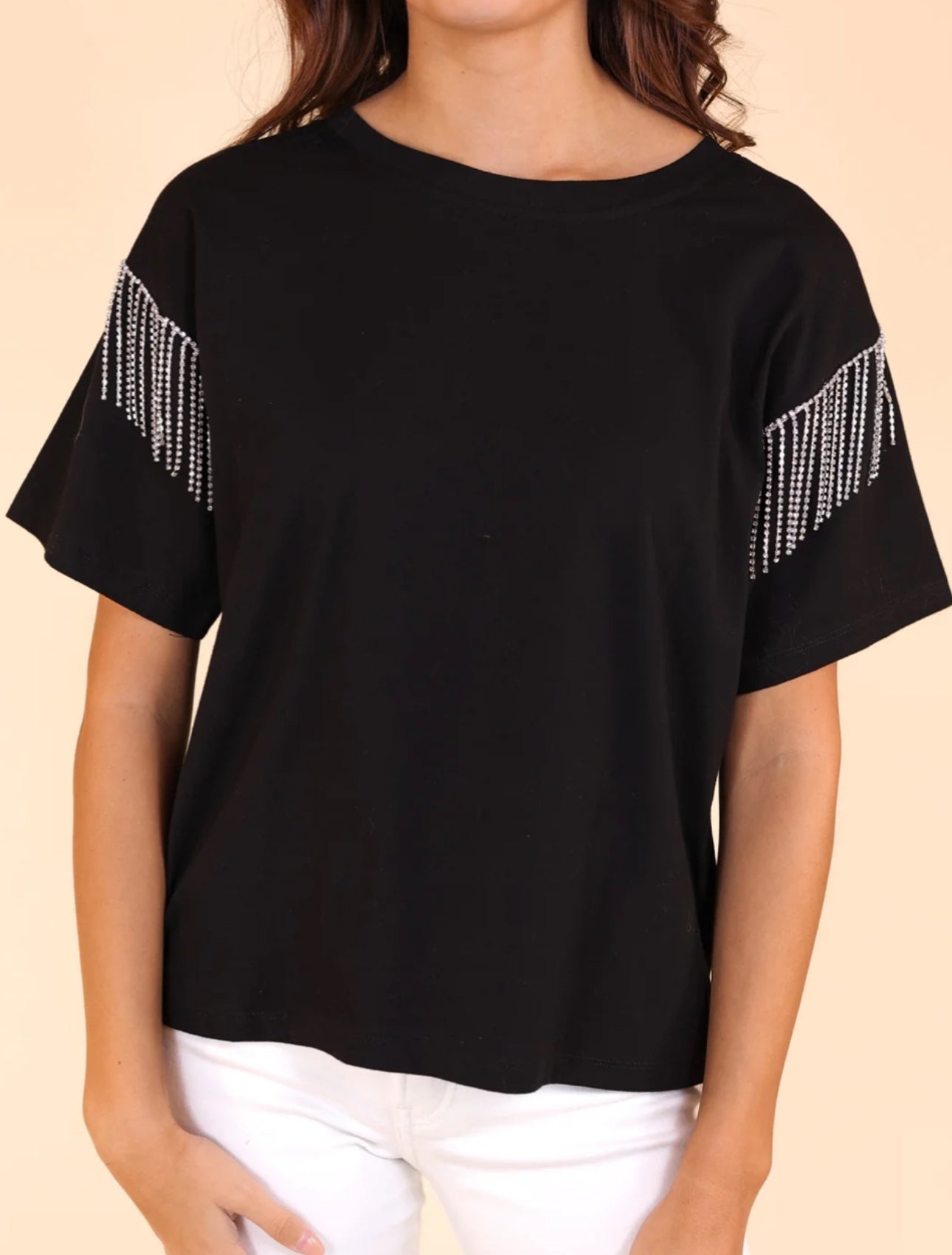 Rhinestone Fringe Tee