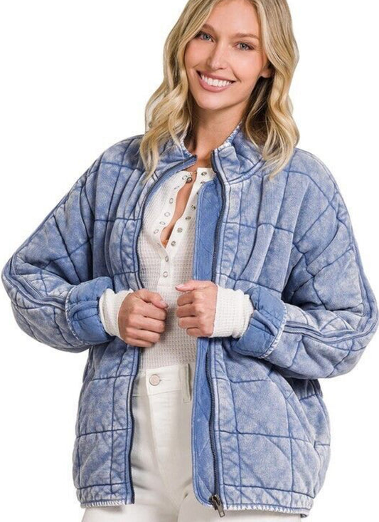 Blue Quilted Coat