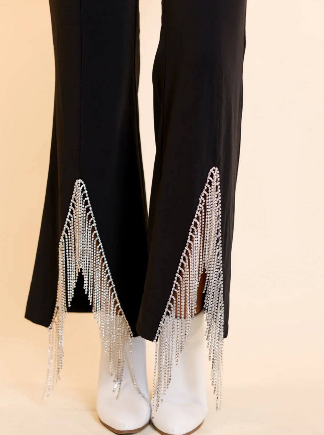 Rhinestone Slit Pants