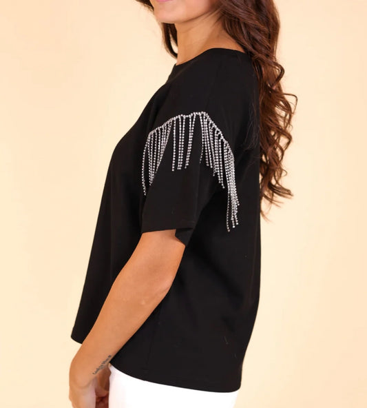 Rhinestone Fringe Tee