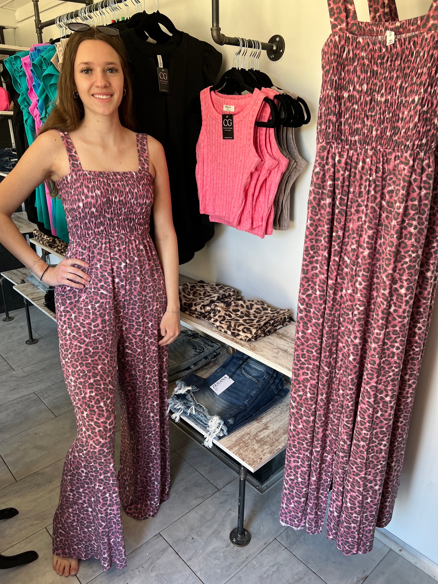 Leopard Jumpsuit (Pink)